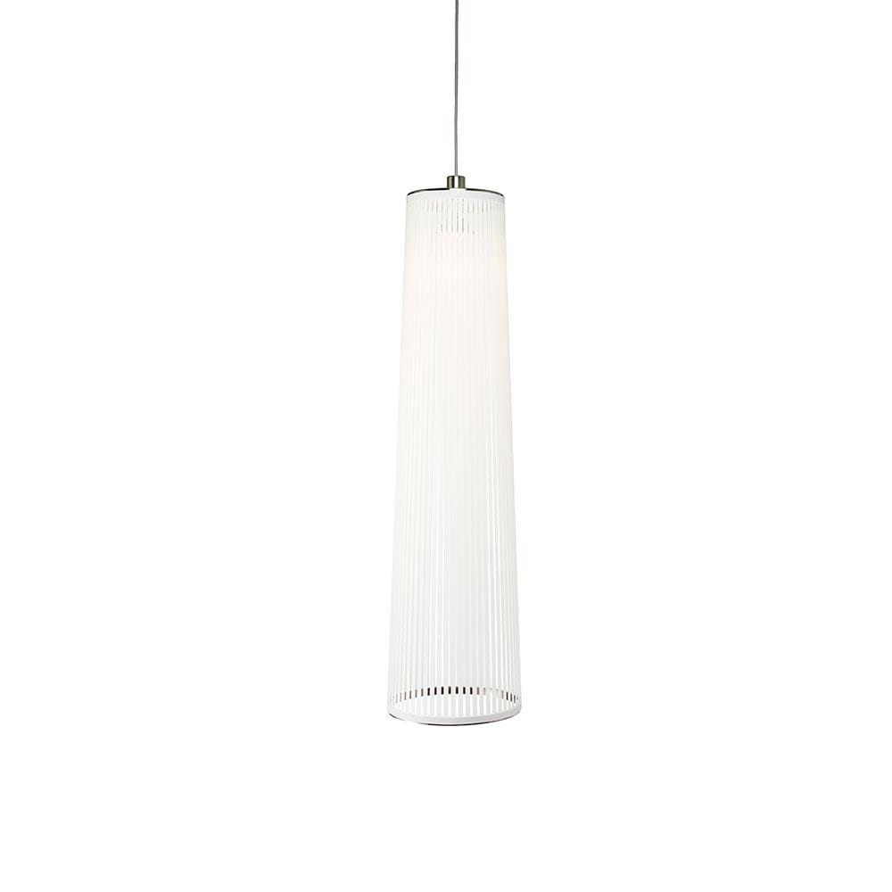 Pablo Designs Solis, lampe suspendue LED avec des lamelles de tissu, en aluminium, blanc, 48ʼʼ