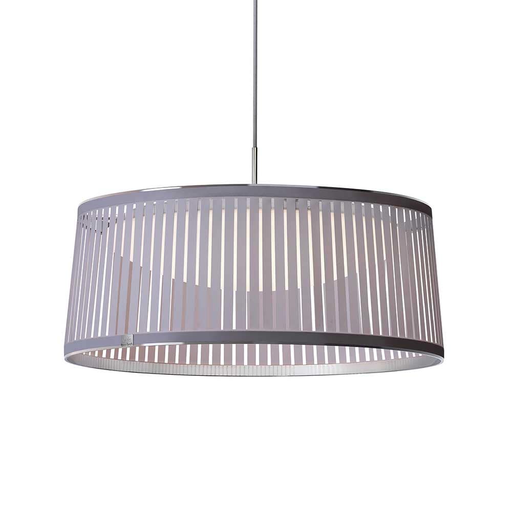 Pablo Designs Solis, lampe suspendue LED avec des lamelles de tissu, en aluminium, argent, 24ʼʼ