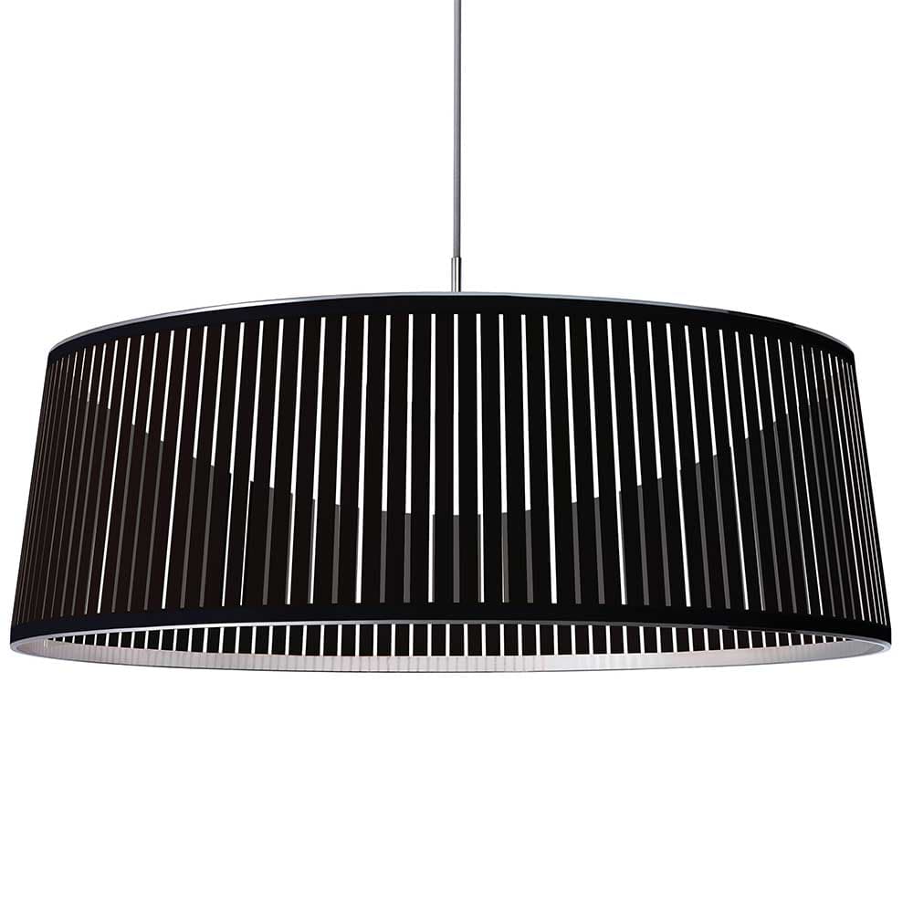 Pablo Designs Solis, lampe suspendue LED avec des lamelles de tissu, en aluminium, noir, 36ʼʼ