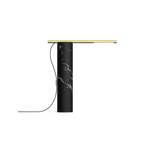 Pablo Designs T.O, lampe de table en forme de cylindre, en marbre et aluminium, noir / laiton