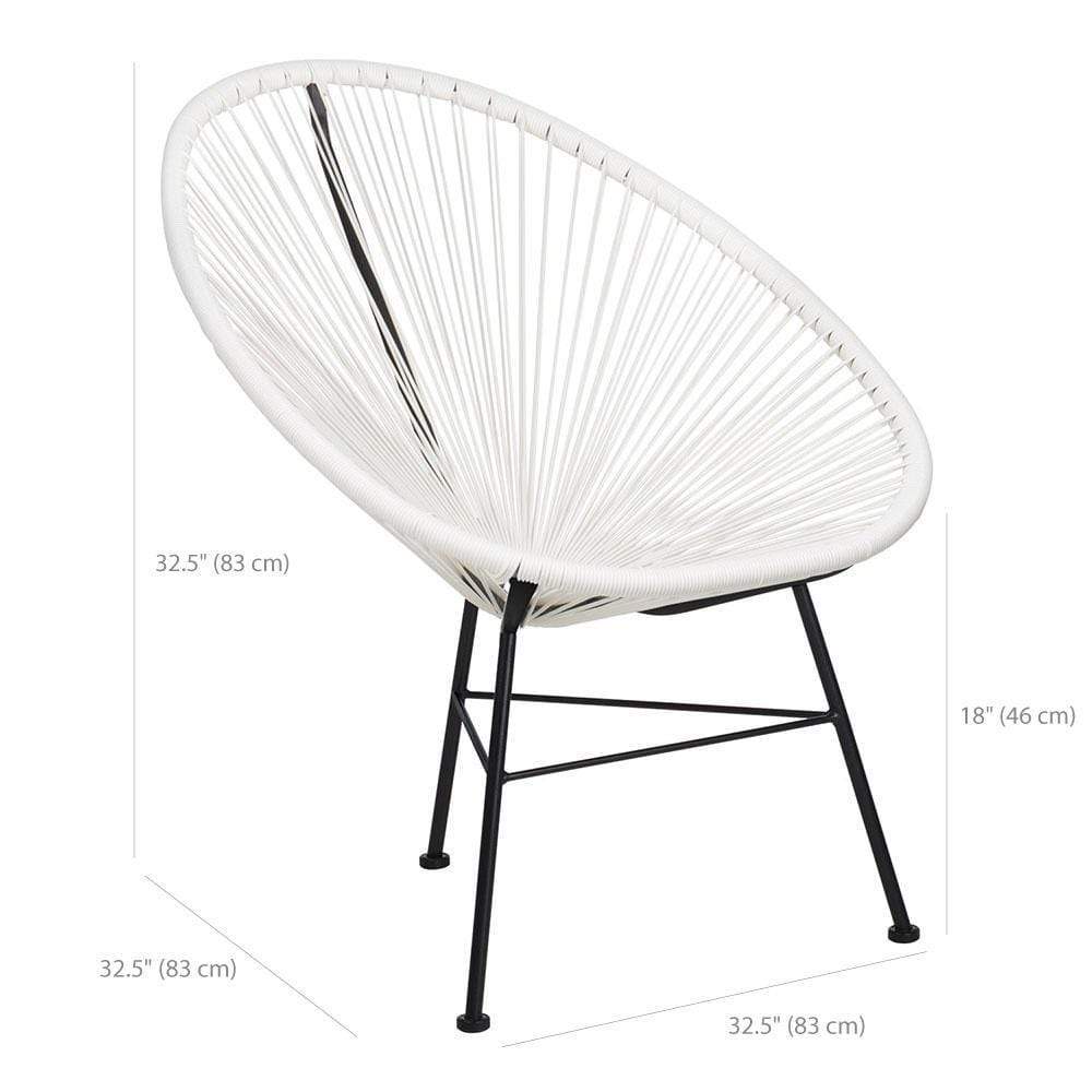 Reproduction Acapulco, chaise de détente, en métal et plastique ABS, dimensions