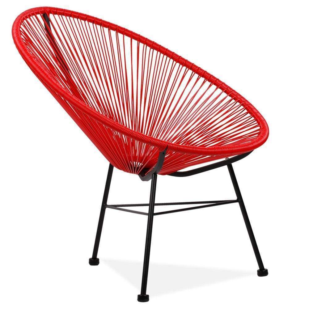 Reproduction Acapulco, chaise de détente, en métal et plastique ABS, rouge