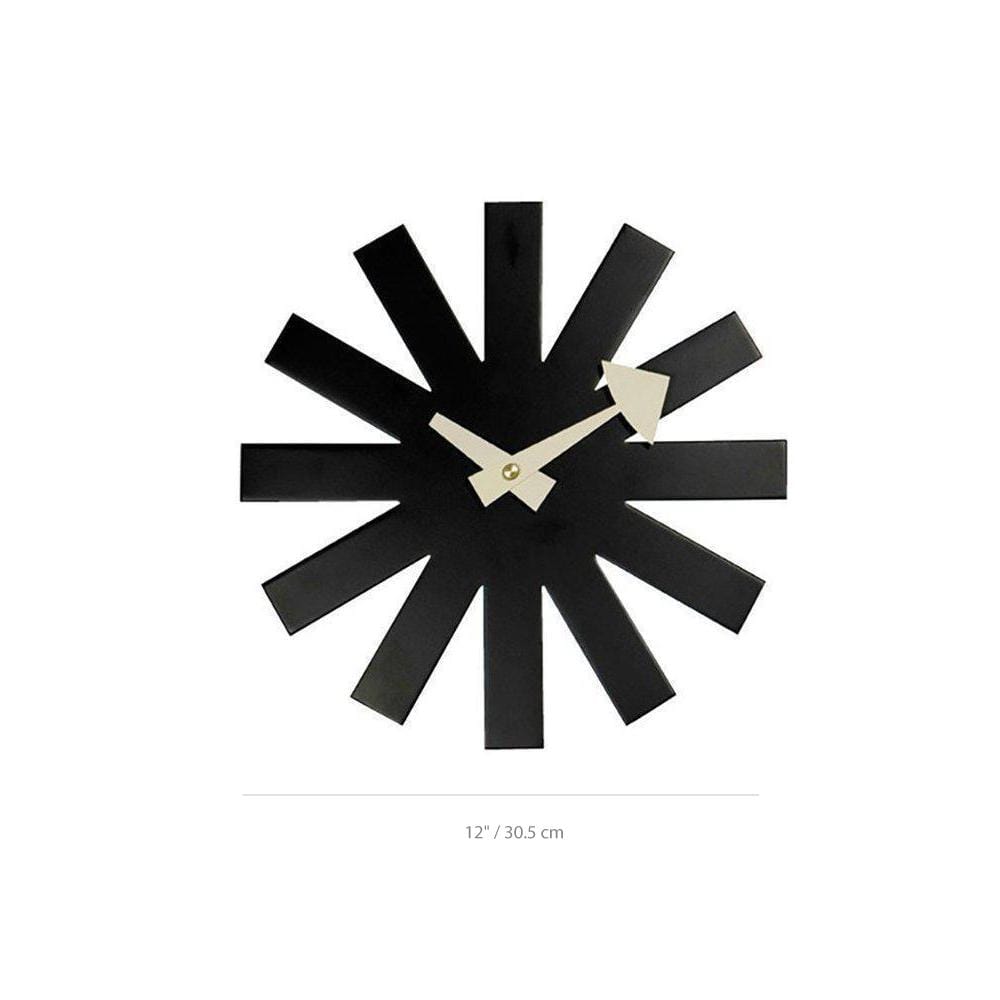 Reproduction Asterisk, horloge murale, en bois et métal, dimensions