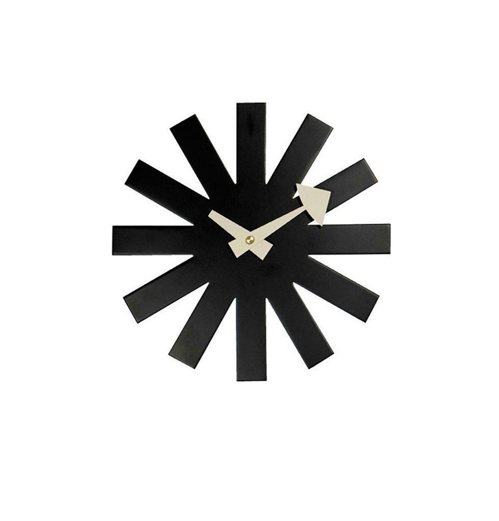 Reproduction Asterisk, horloge murale, en bois et métal, noir