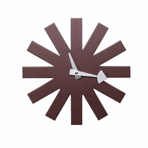 Reproduction Asterisk, horloge murale, en bois et métal, noyer