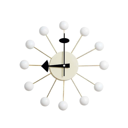 Reproduction Ball, horloge murale, en bois et métal, blanc