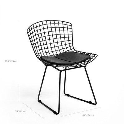 Reproduction Bertoia, chaise de salle à manger avec coussin, en métal, dimensions