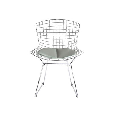 Reproduction Bertoia, chaise de salle à manger avec coussin, en métal chromé, gris verdâtre, chrome