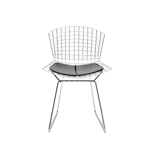 Reproduction Bertoia, chaise de salle à manger avec coussin, en métal chromé, noir, chrome