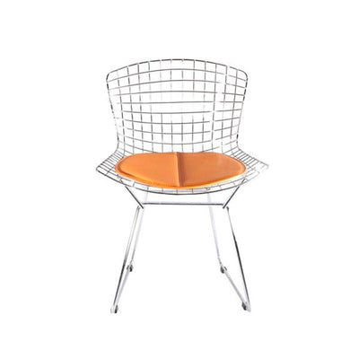 Reproduction Bertoia, chaise de salle à manger avec coussin, en métal chromé, orange, chrome