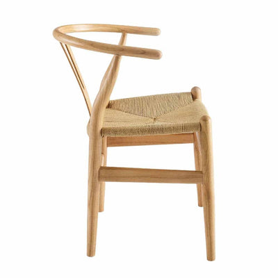 Reproduction CH24 Wishbone, chaise de salle à manger, en bois et siège en cordage, naturel