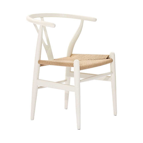 Reproduction CH24 Wishbone, chaise de salle à manger, en bois et siège en cordage, blanc