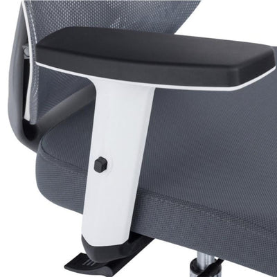 Reproduction Omega, chaise de bureau, en polyester et aluminium, gris / blanc