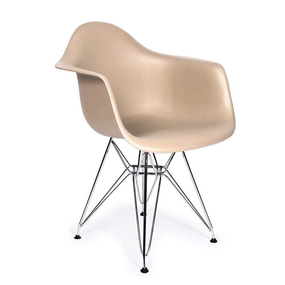 Reproduction Eiffel DAR, chaise à dîner, en polypropylène et métal, beige, métal chrome