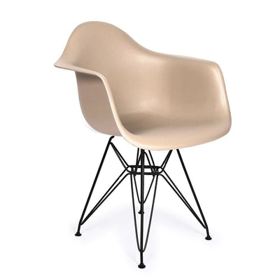 Reproduction Eiffel DAR, chaise à dîner, en polypropylène et métal, beige, métal noir