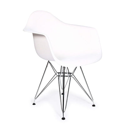 Reproduction Eiffel DAR, chaise à dîner, en polypropylène et métal, blanc, métal chrome