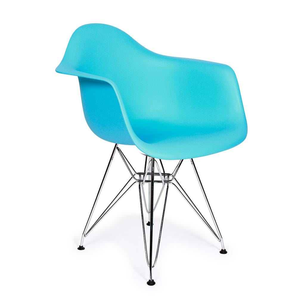Reproduction Eiffel DAR, chaise à dîner, en polypropylène et métal, bleu aqua, métal chrome