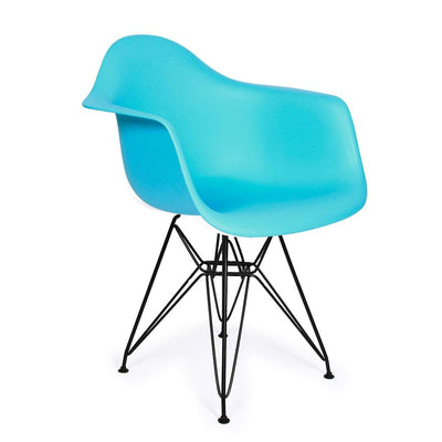 Reproduction Eiffel DAR, chaise à dîner, en polypropylène et métal, bleu aqua, métal noir