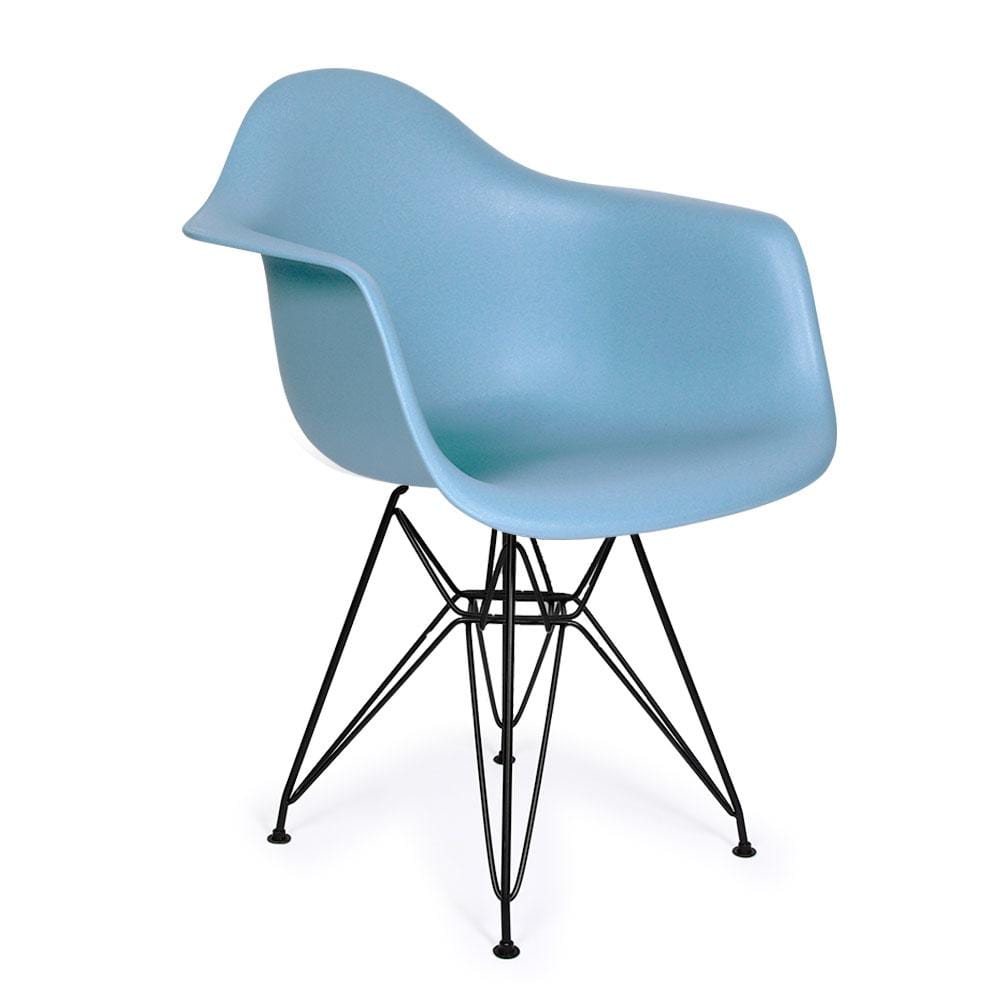 Reproduction Eiffel DAR, chaise à dîner, en polypropylène et métal, bleu lavande, métal noir