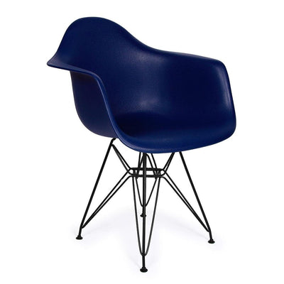 Reproduction Eiffel DAR, chaise à dîner, en polypropylène et métal, bleu marin, métal noir