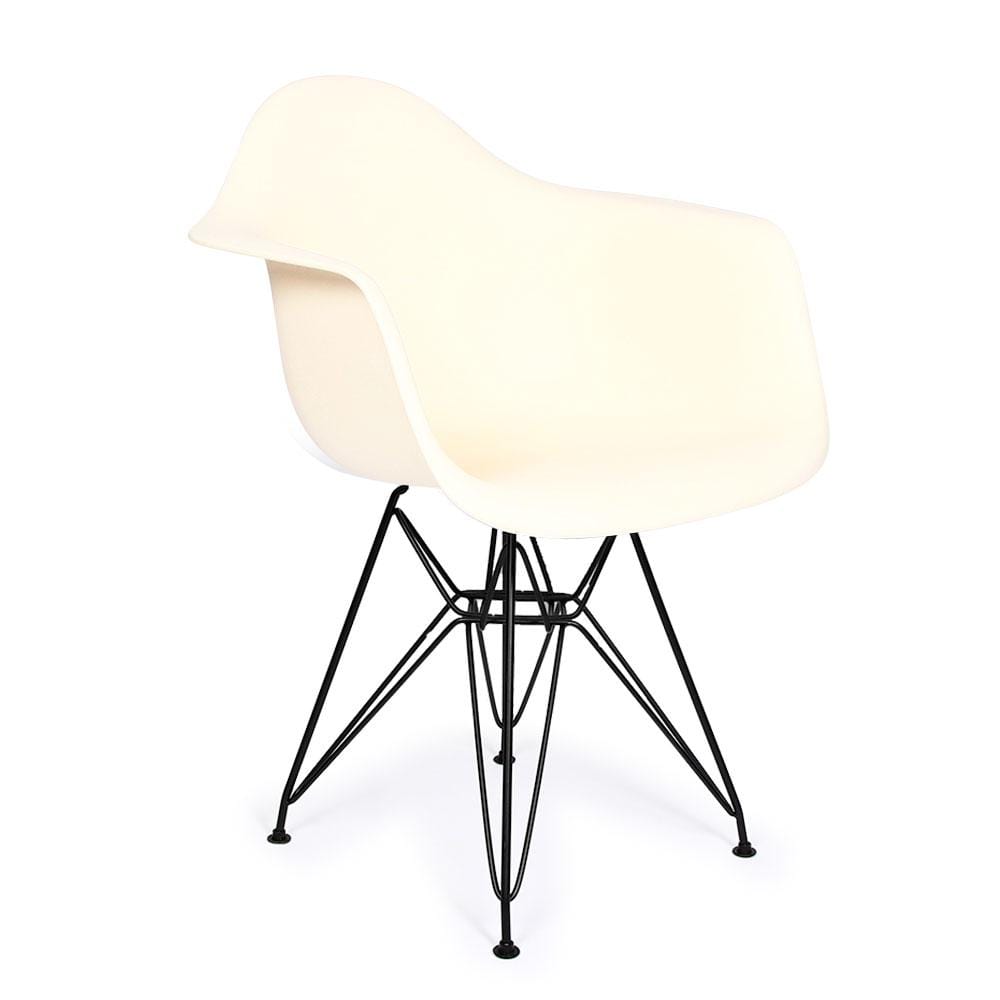 Reproduction Eiffel DAR, chaise à dîner, en polypropylène et métal, crème, métal noir