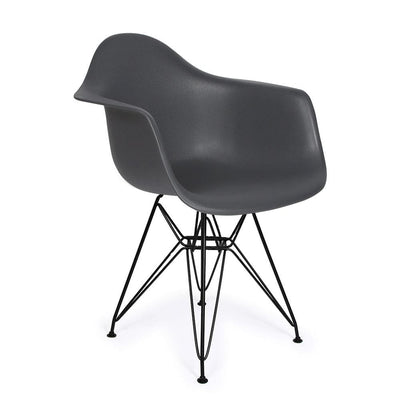 Reproduction Eiffel DAR, chaise à dîner, en polypropylène et métal, gris foncé, métal noir