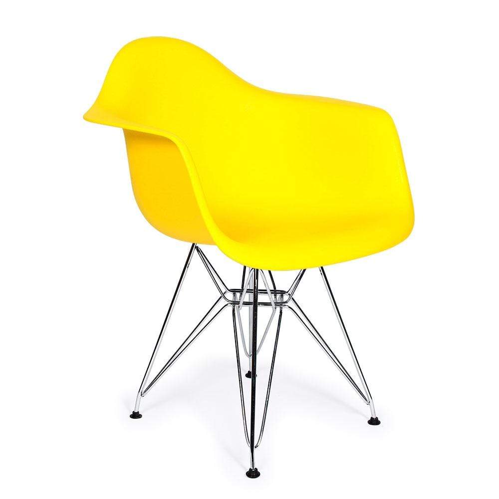 Reproduction Eiffel DAR, chaise à dîner, en polypropylène et métal, jaune, métal chrome