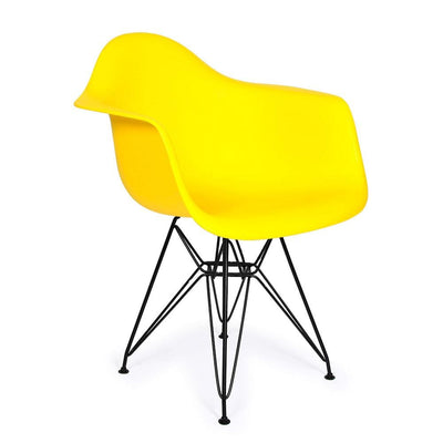 Reproduction Eiffel DAR, chaise à dîner, en polypropylène et métal, DAR jaune, métal noir