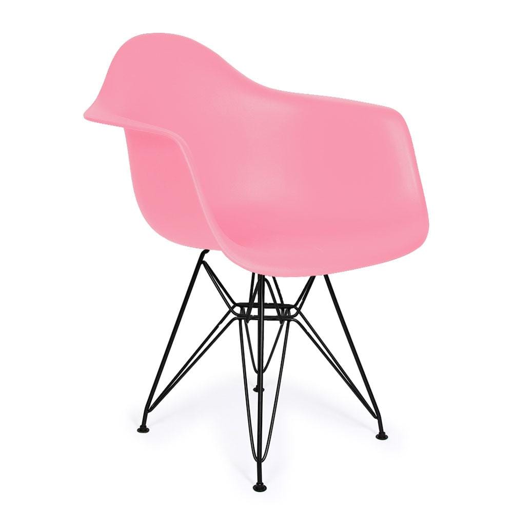 Reproduction Eiffel DAR, chaise à dîner, en polypropylène et métal, rose pâle, métal noir