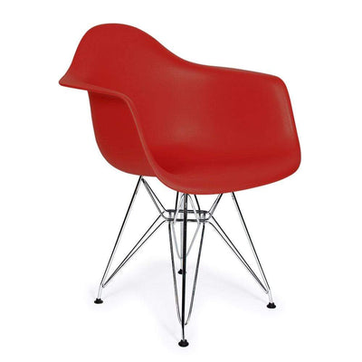 Reproduction Eiffel DAR, chaise à dîner, en polypropylène et métal, rouge, métal chrome
