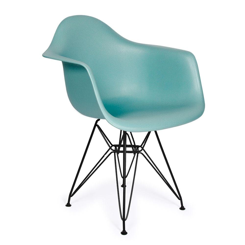 Reproduction Eiffel DAR, chaise à dîner, en polypropylène et métal, vert écume, métal noir