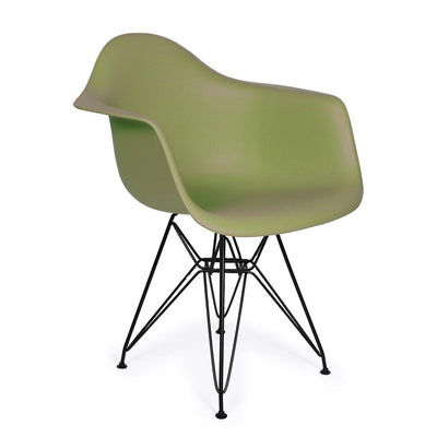 Reproduction Eiffel DAR, chaise à dîner, en polypropylène et métal, vert kaki, métal noir