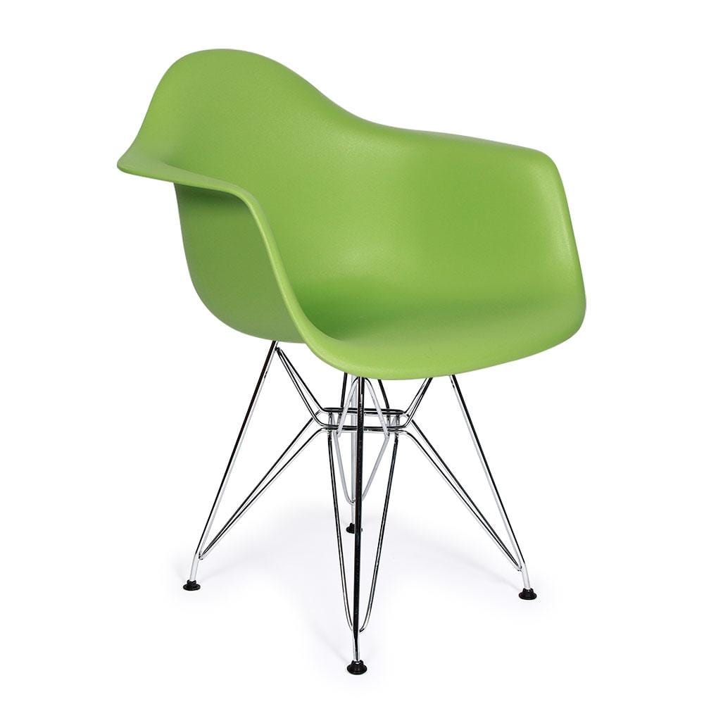 Reproduction Eiffel DAR, chaise à dîner, en polypropylène et métal, vert lime, métal chrome
