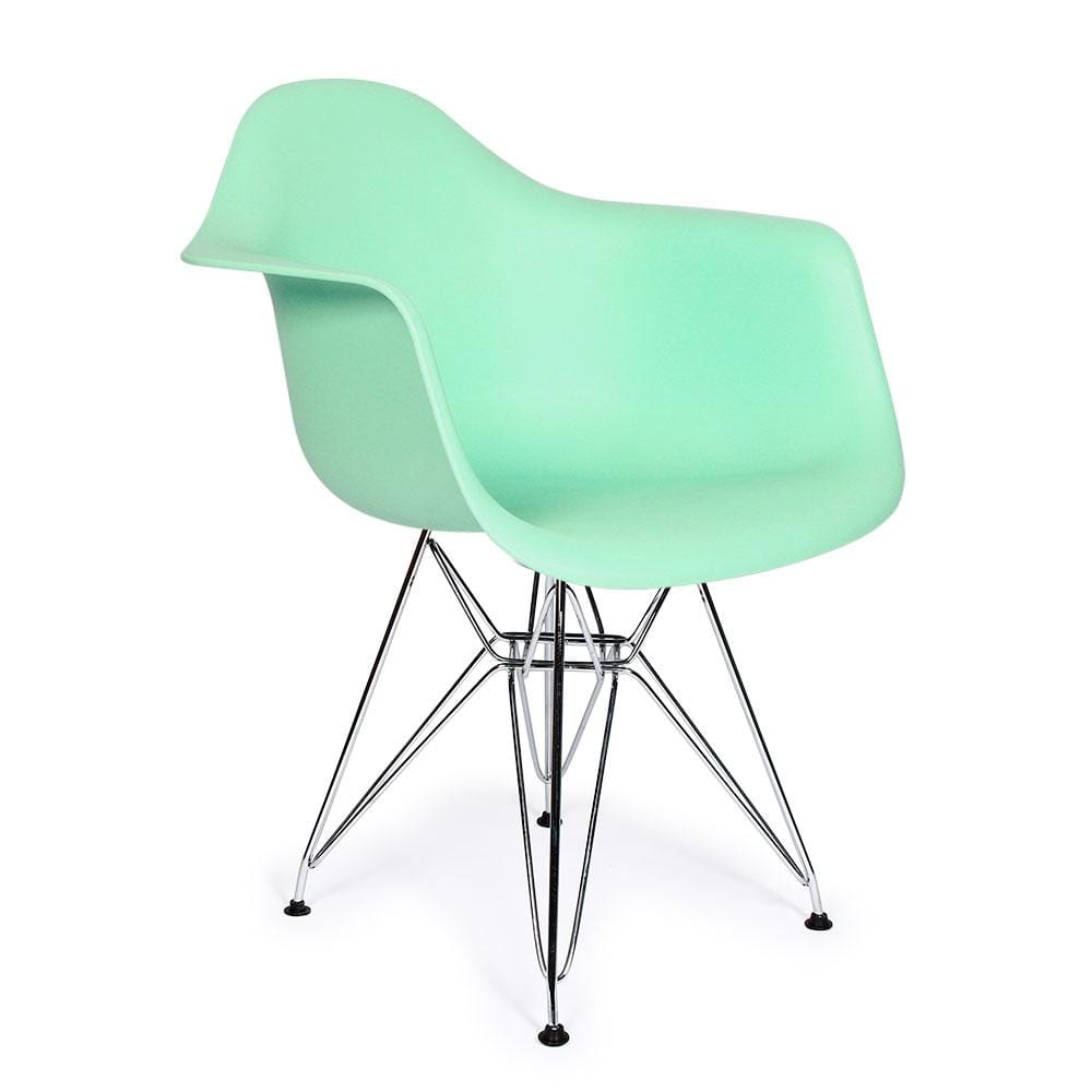 Reproduction Eiffel DAR, chaise à dîner, en polypropylène et métal, vert menthe, métal chrome