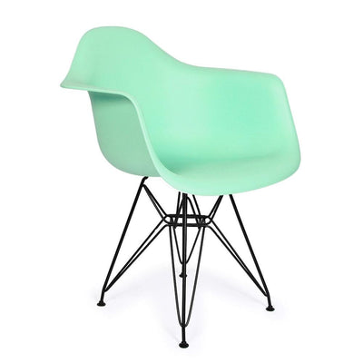 Reproduction Eiffel DAR, chaise à dîner, en polypropylène et métal, vert menthe, métal noir