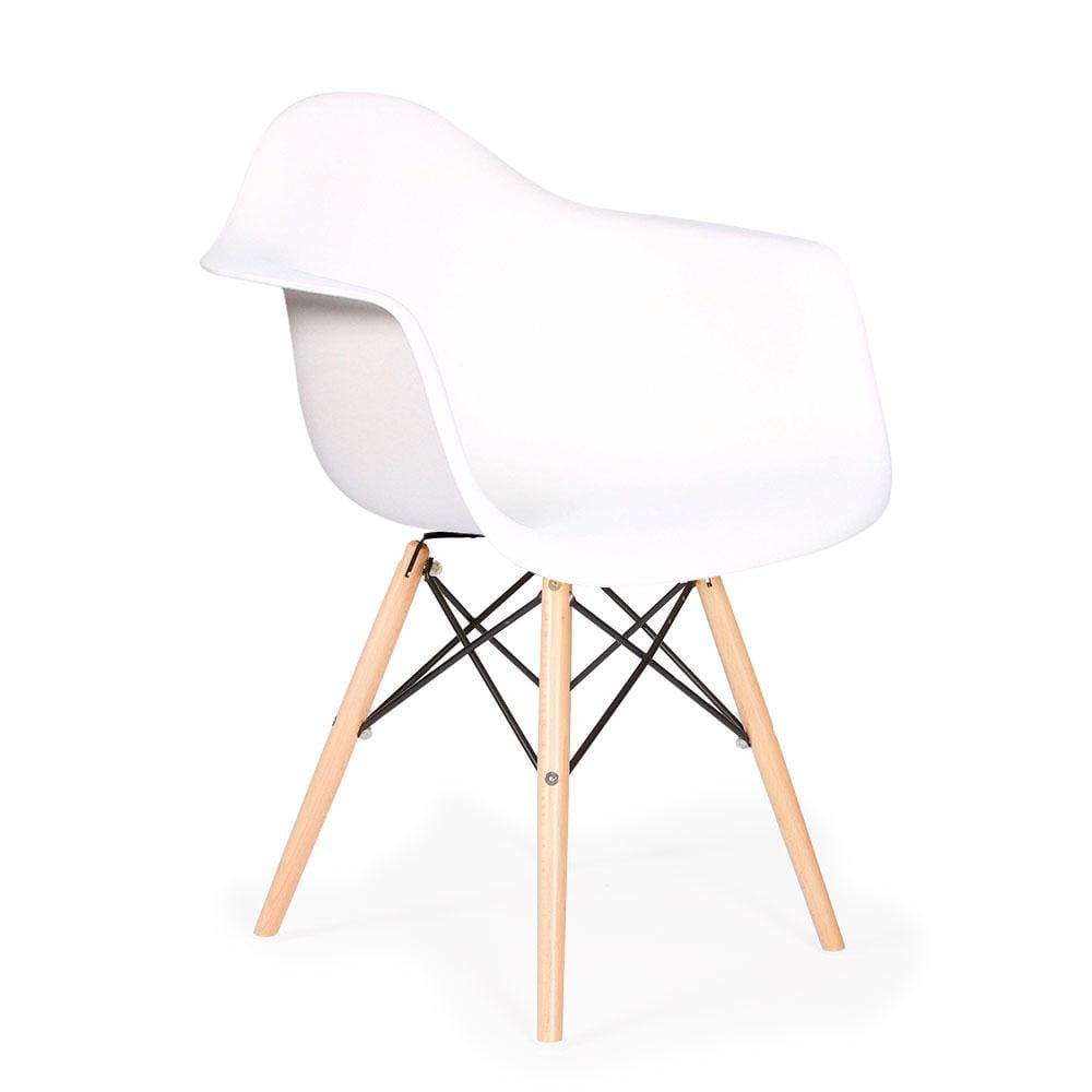Reproduction Eiffel Daw, chaise à dîner, en polypropylène, bois et métal,  blanc, naturel