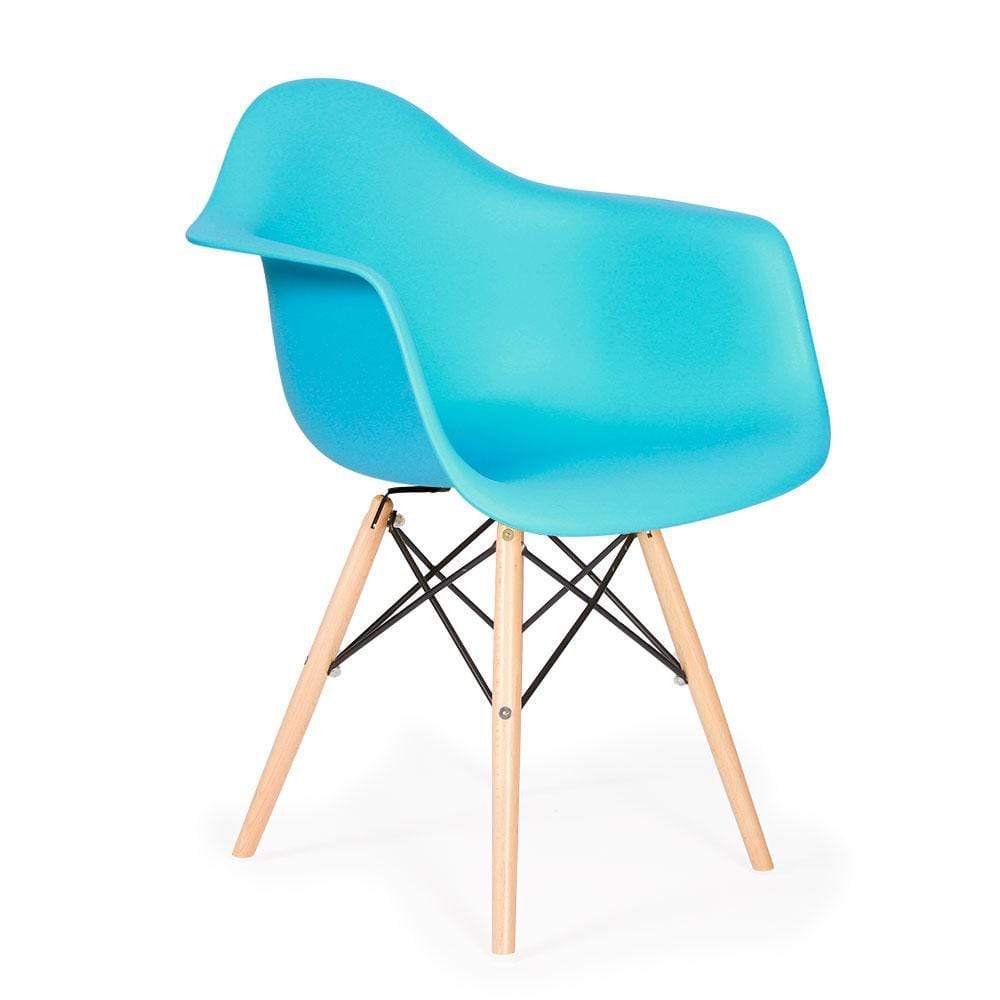 Reproduction Eiffel Daw, chaise à dîner, en polypropylène, bois et métal,  bleu aqua, naturel