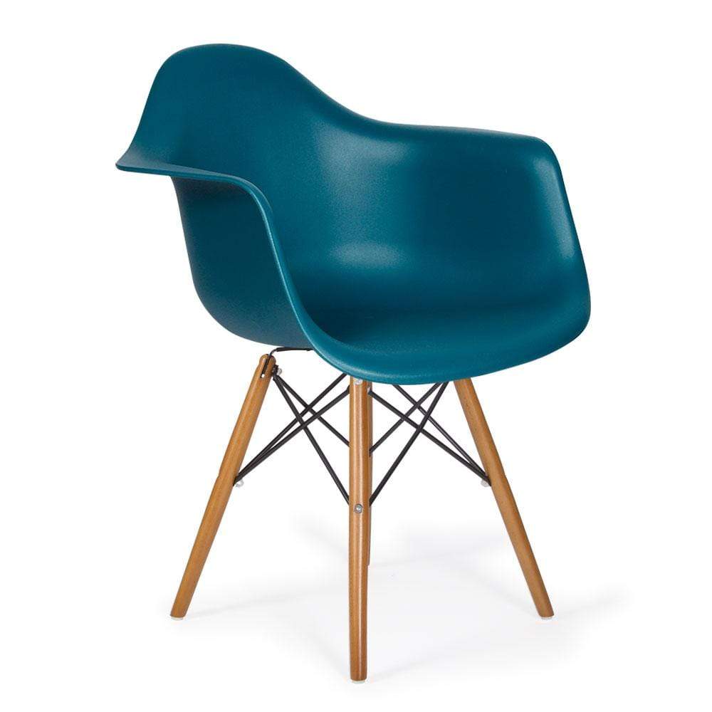 Reproduction Eiffel Daw, chaise à dîner, en polypropylène, bois et métal,  bleu ardoise, noyer