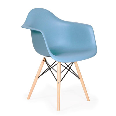 Reproduction Eiffel Daw, chaise à dîner, en polypropylène, bois et métal,  bleu lavande, naturel