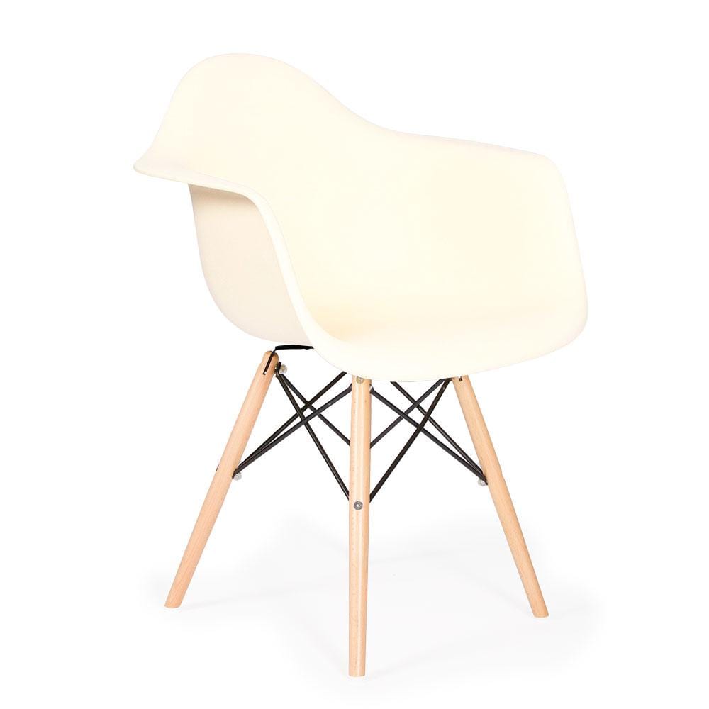 Reproduction Eiffel Daw, chaise à dîner, en polypropylène, bois et métal,  crème, naturel
