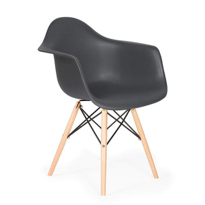 Reproduction Eiffel Daw, chaise à dîner, en polypropylène, bois et métal,  gris foncé, naturel