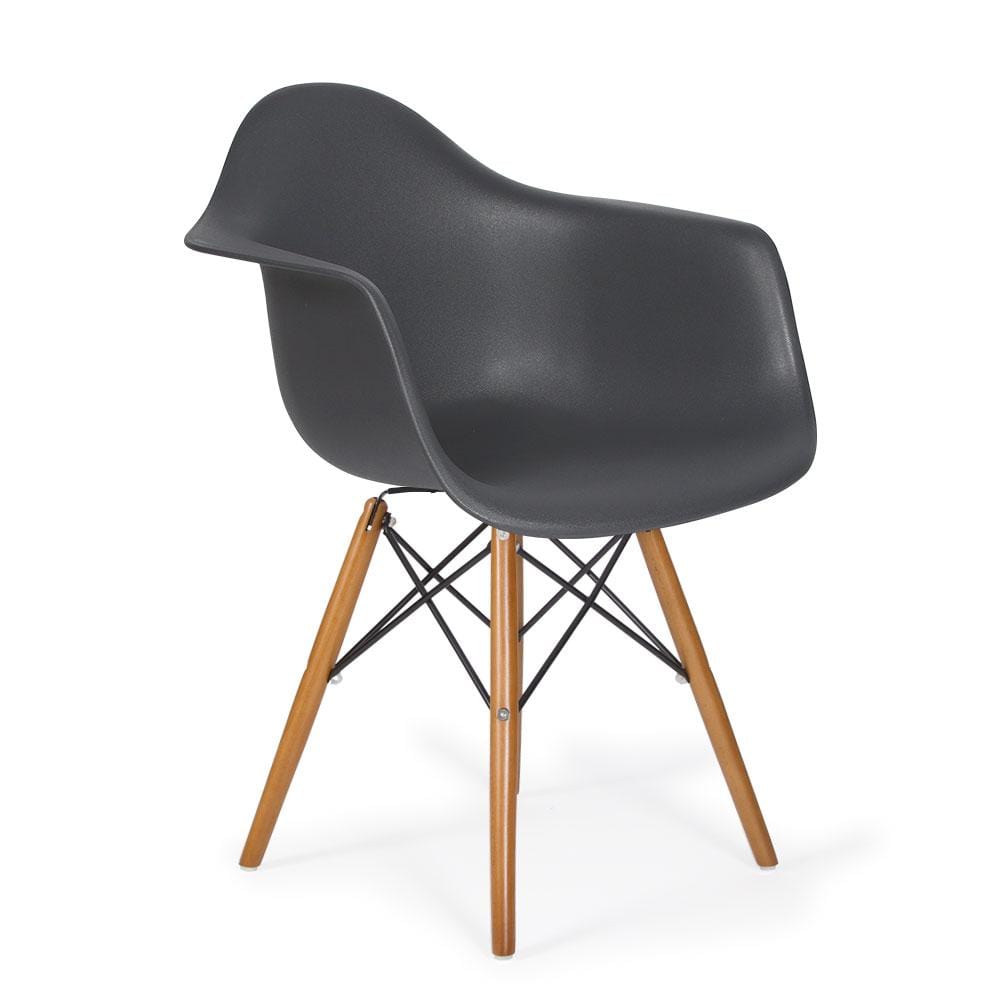 Reproduction Eiffel Daw, chaise à dîner, en polypropylène, bois et métal,  gris foncé, noyer