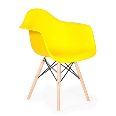 Reproduction Eiffel Daw, chaise à dîner, en polypropylène, bois et métal,  jaune, naturel