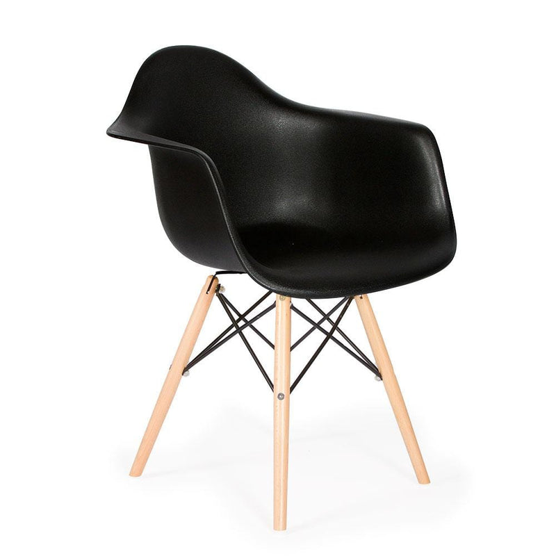 Reproduction Eiffel Daw, chaise à dîner, en polypropylène, bois et métal,  noir, naturel