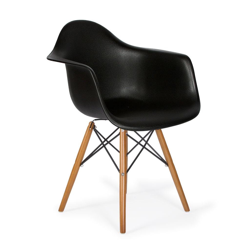 Reproduction Eiffel Daw, chaise à dîner, en polypropylène, bois et métal,  noir, noyer