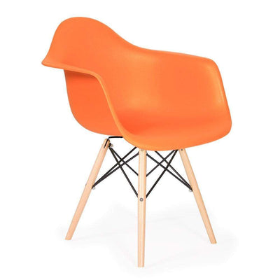Reproduction Eiffel Daw, chaise à dîner, en polypropylène, bois et métal,  orange naturel