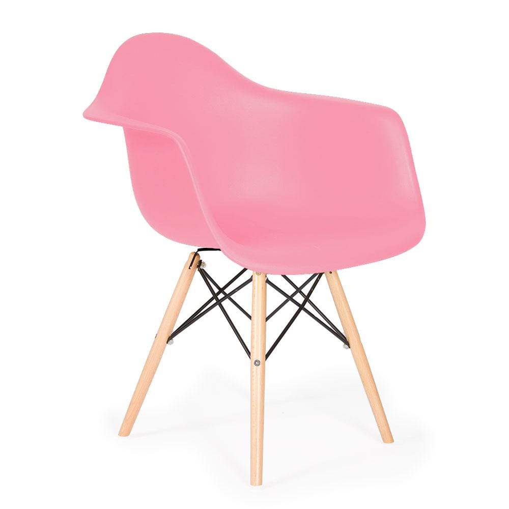 Reproduction Eiffel Daw, chaise à dîner, en polypropylène, bois et métal,  rose pâle, naturel