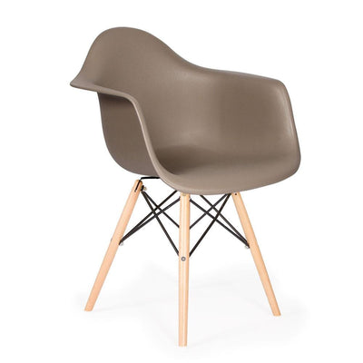 Reproduction Eiffel Daw, chaise à dîner, en polypropylène, bois et métal,  taupe, naturel