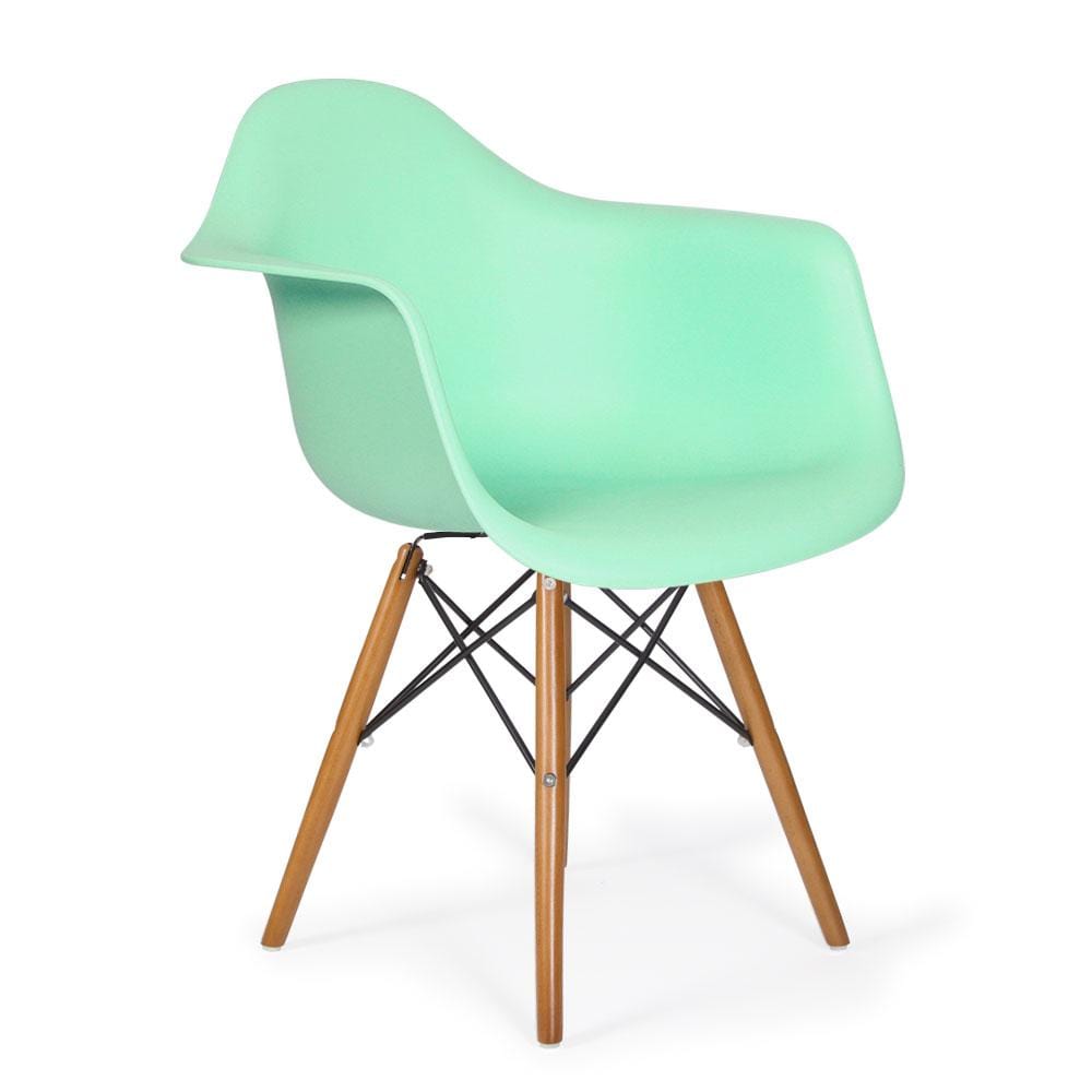 Reproduction Eiffel Daw, chaise à dîner, en polypropylène, bois et métal,  vert menthe, noyer