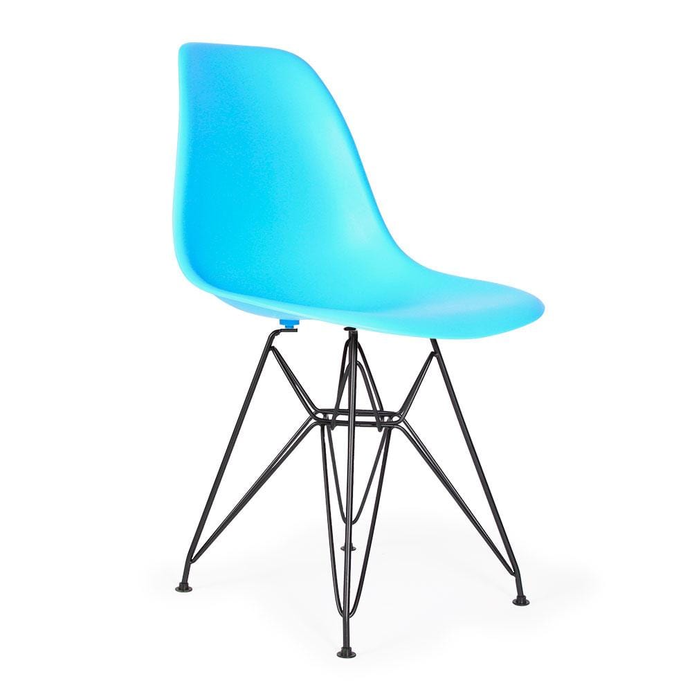 Reproduction Eiffel DSR, chaise à dîner, en polypropylène, bois et métal,  bleu aqua, métal noir
